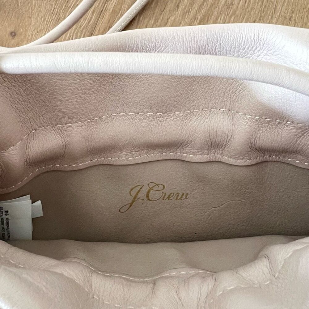 J.Crew Women's $118 London Drawstring Bag Leather Dusty Shell Beige Pink BE897 - Picture 7 of 10